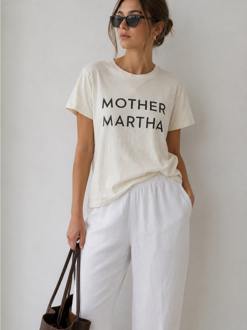 Rare MOTHER Martha Stewart Collab MOTHER MARTHA' Short Sleeve Cotton Linen Tee